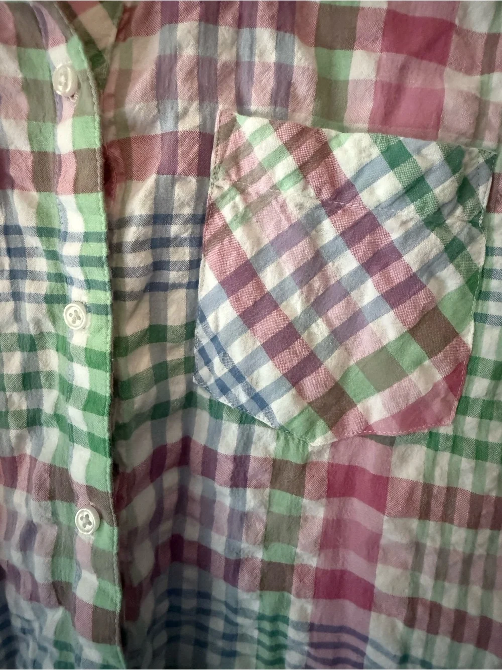 Crown & Ivy Pastel Plaid Cotton Button Up Shirt Medium